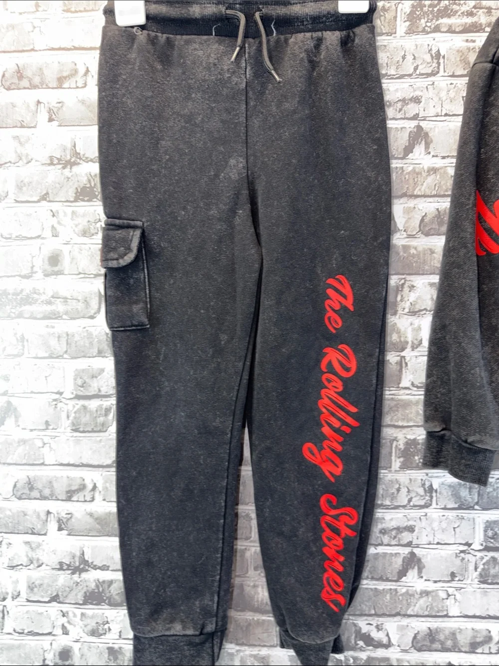 The Rolling Stones Kids Black Hoodie & Jogger Set with Iconic Tongue Graphic